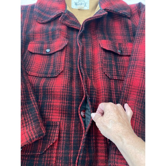Vtg Woolrich 503 Mackinaw Coat Men's 44 Heavy Red Buffalo Plaid Barn Hunting - Picture 5 of 12